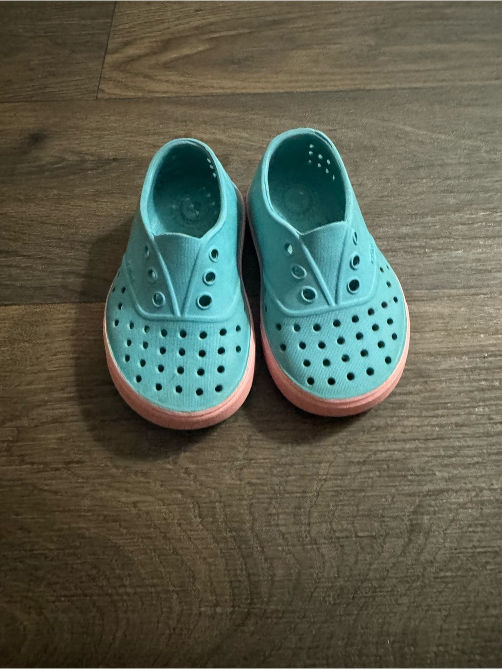 Native Kids Teal Slip-On Sneakers with Pink Soles